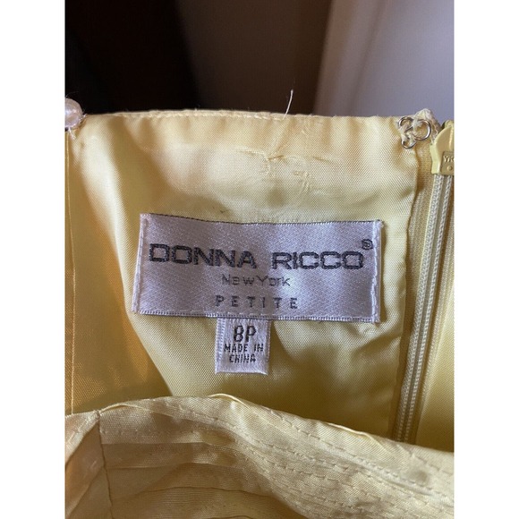 Donna Ricco Petite Yellow Sleeveless Dress 100% Silk Size 6P NWT - Picture 3 of 4
